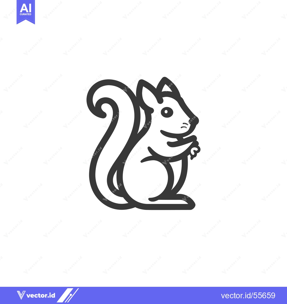 Premium Vector dari Line Drawing of a Cartoon Squirrel Sitting on its Haunches