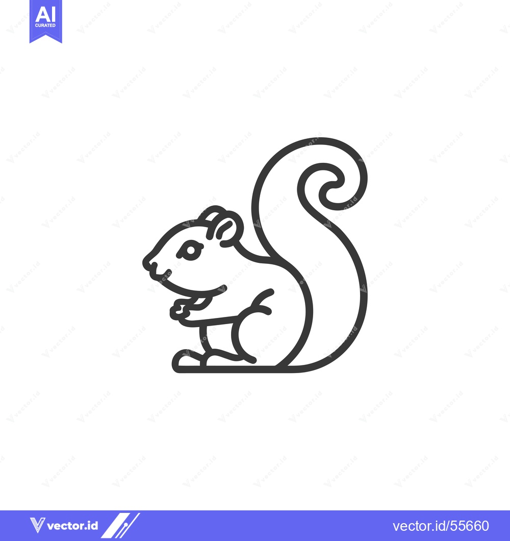Premium Vector dari Line drawing of a cartoon squirrel sitting with its tail curled