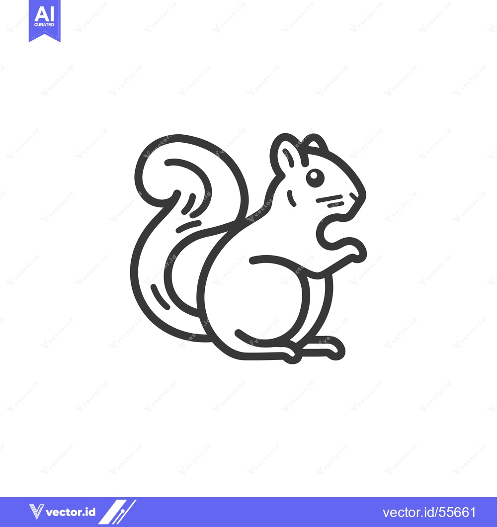 Premium Vector dari Line drawing of a cartoon squirrel with a bushy tail