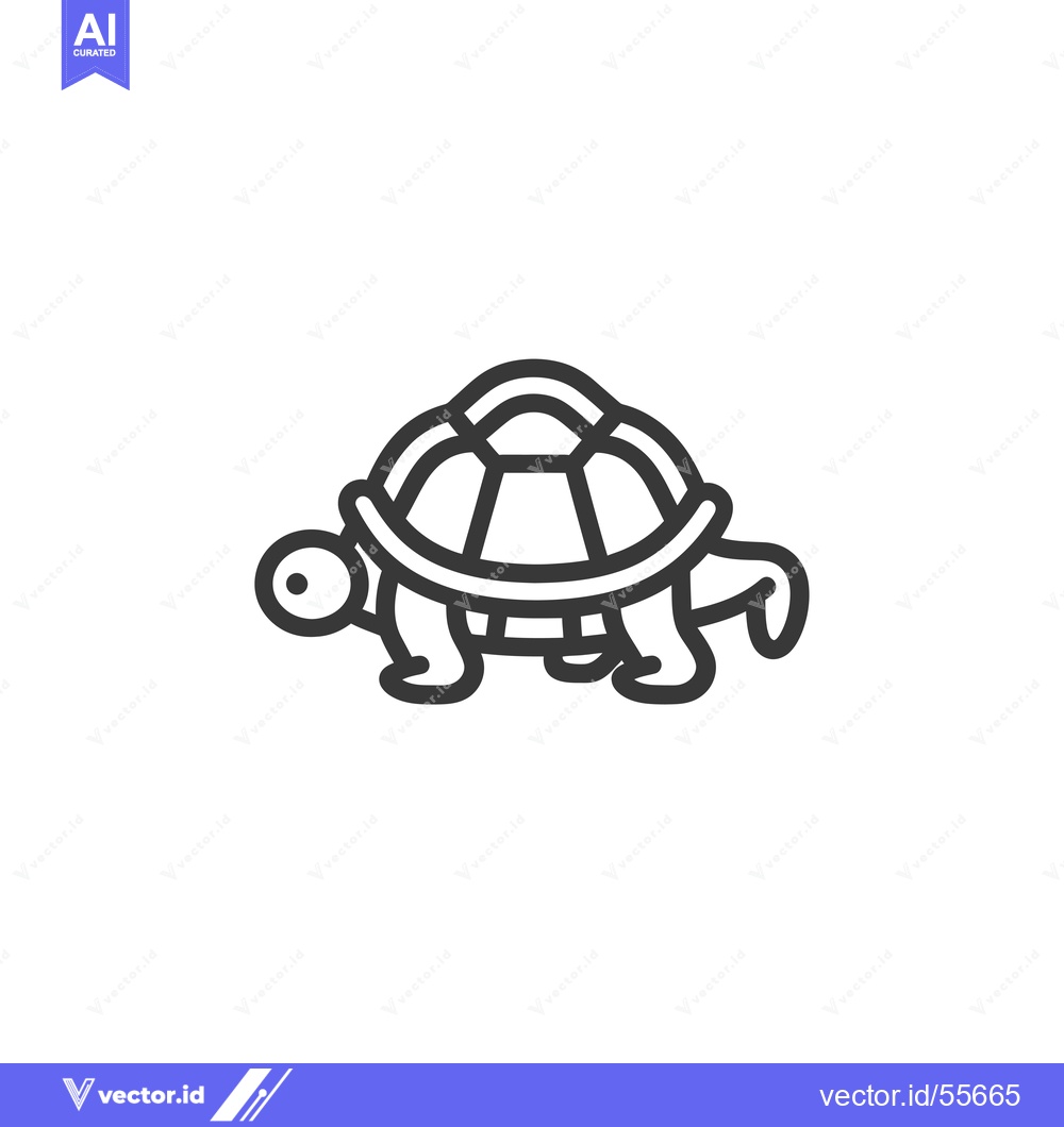 Premium Vector dari Line Drawing of a Cartoon Turtle with a Shell
