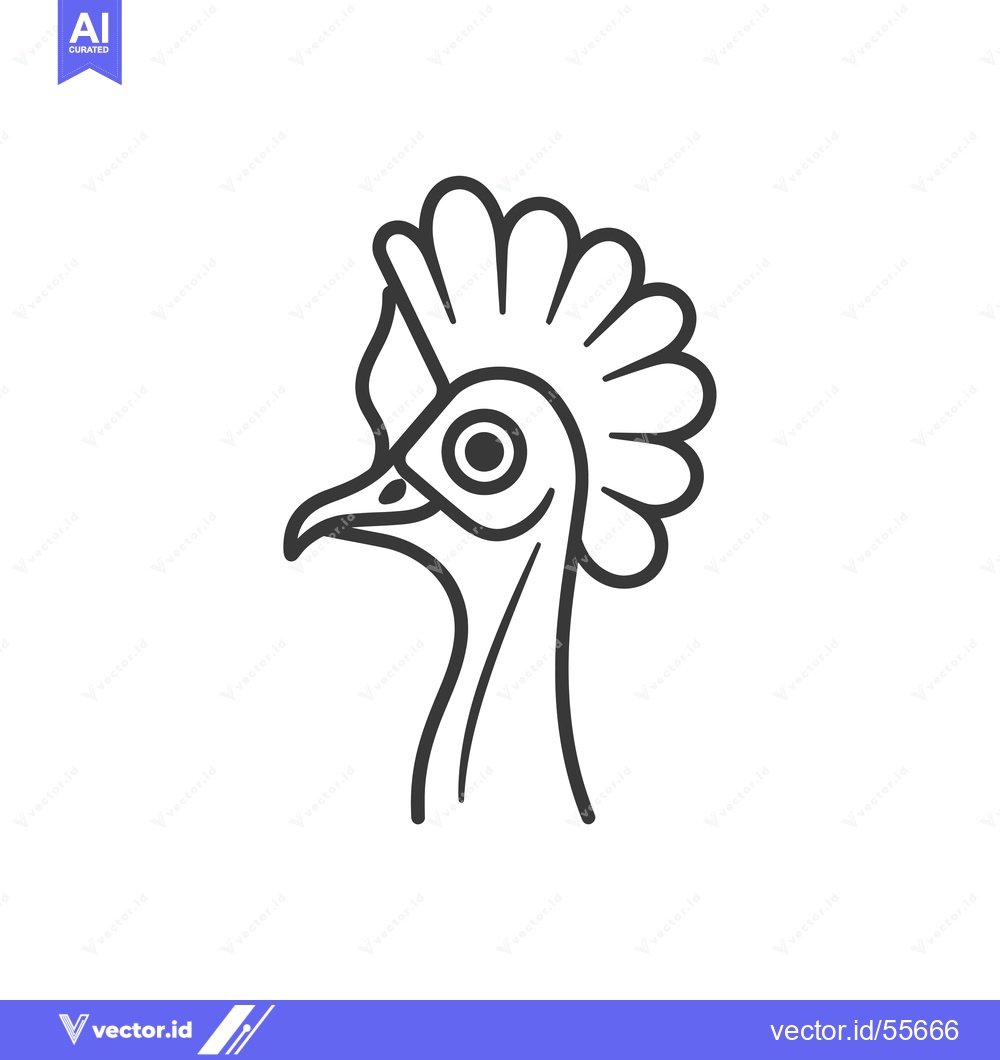 Premium Vector dari Line Drawing of a Cassowary's Head