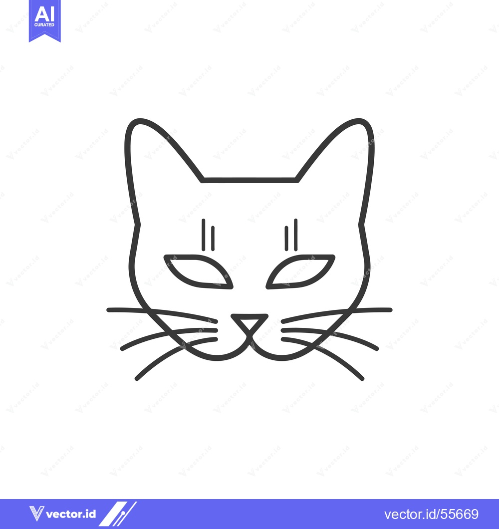 Premium Vector dari Line drawing of a cat's face with whiskers