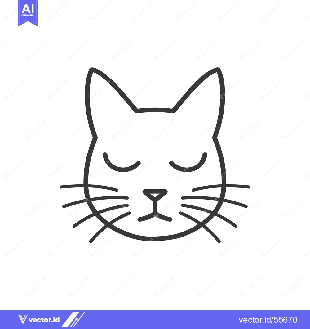 Premium Vector of Line Drawing of a Cat with Closed Eyes