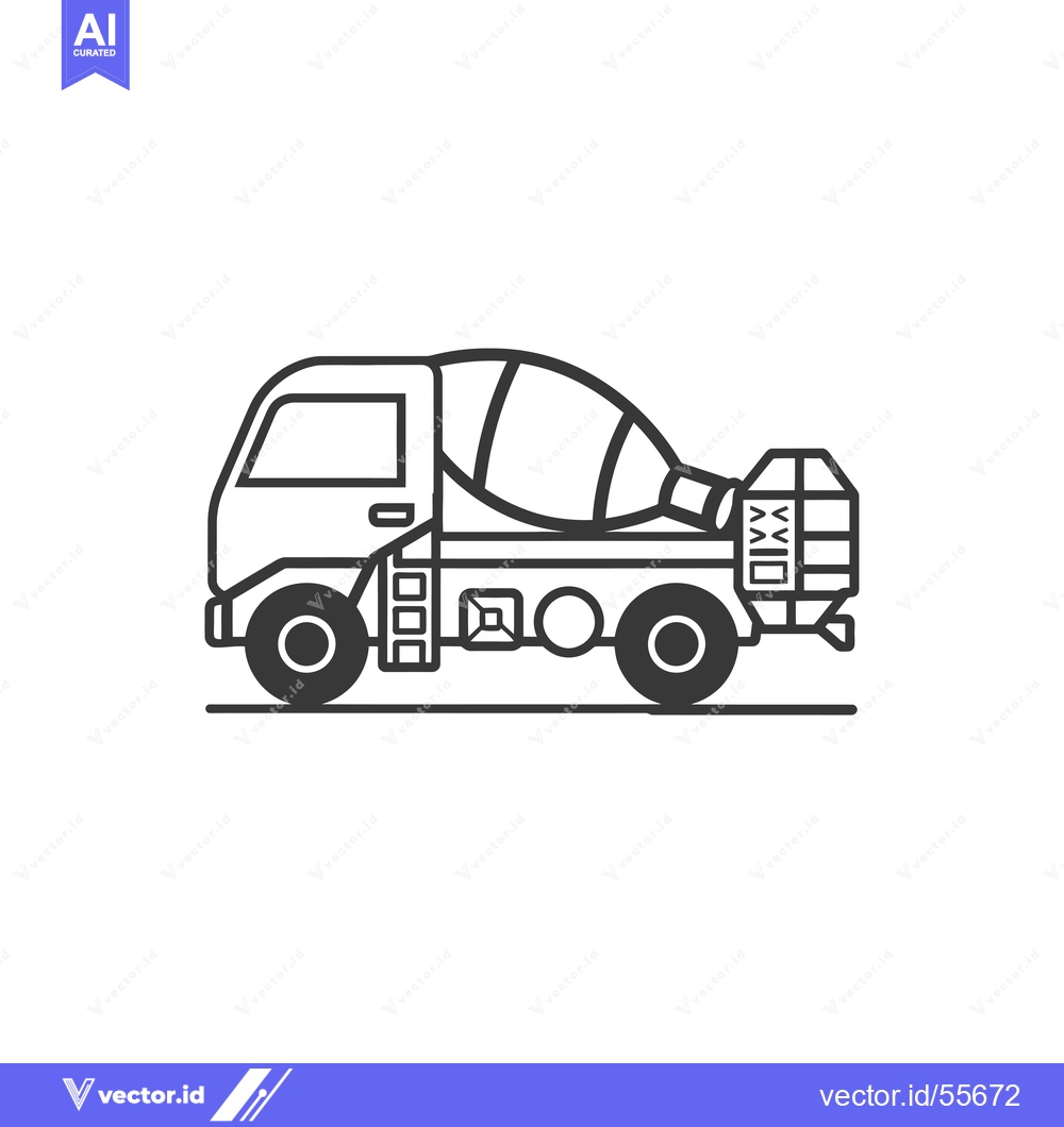 Premium Vector dari Line drawing of a cement mixer truck