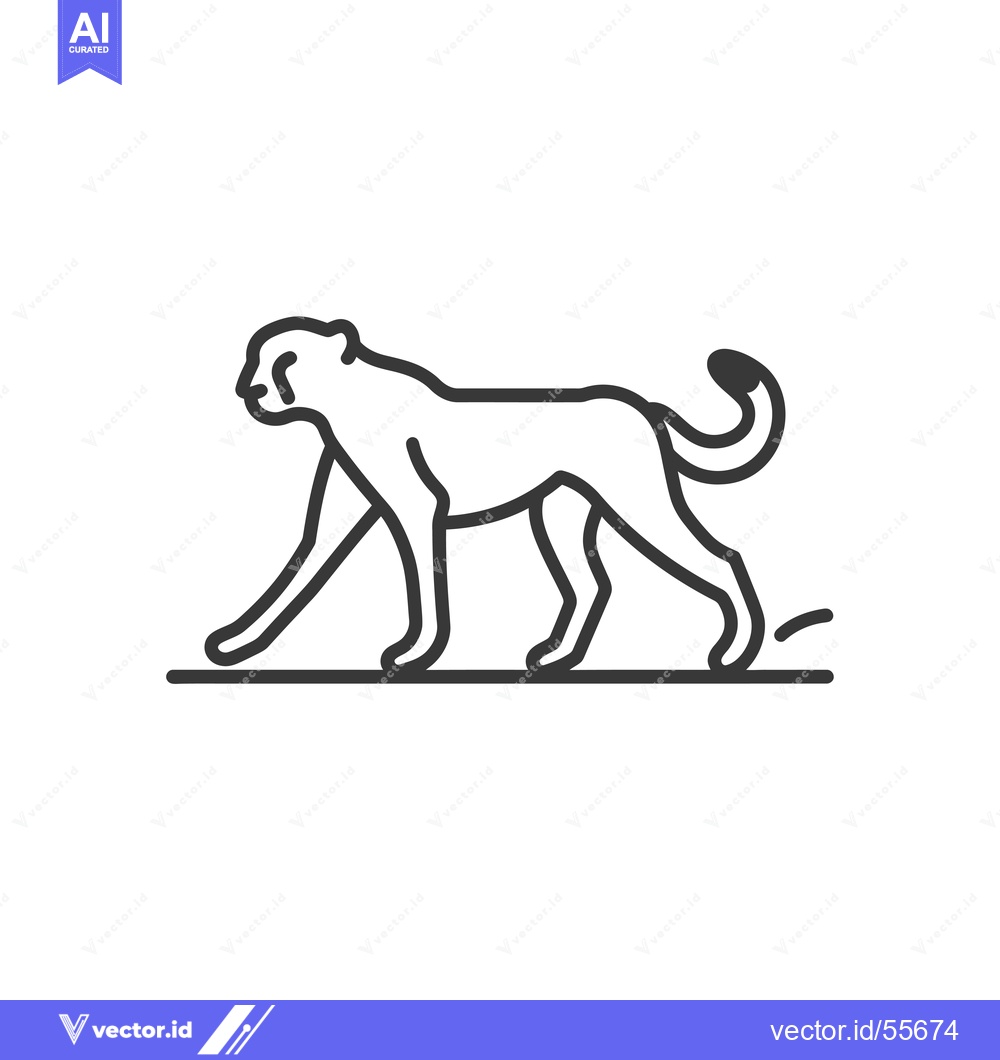 Premium Vector dari Line Drawing of a Cheetah Walking