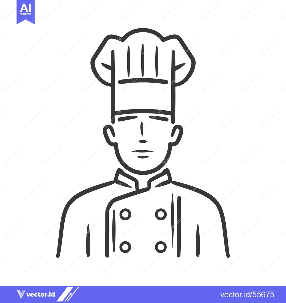 Premium Vector dari Line Drawing of a Chef in a Hat and Uniform