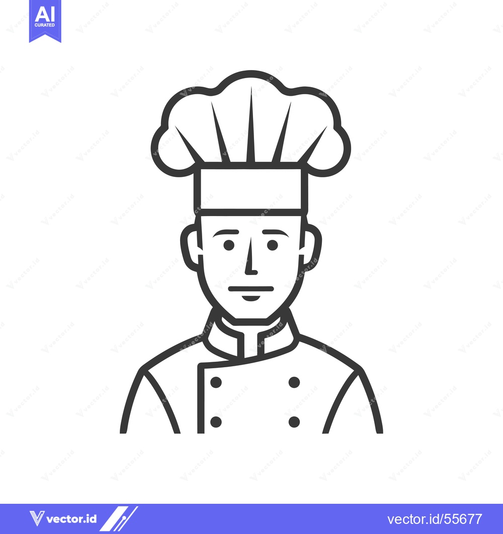 Premium Vector of Line Drawing of a Chef Wearing a Tall Hat