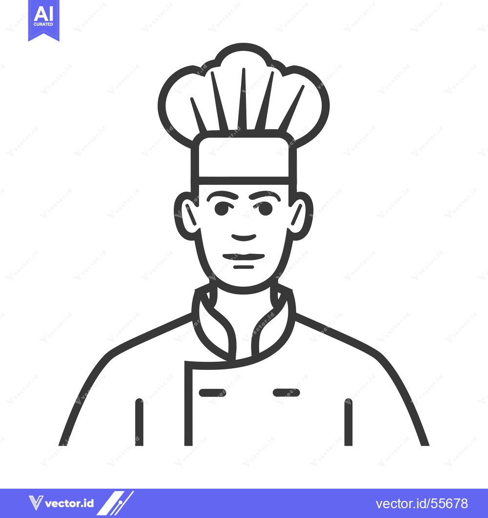 Premium Vector of Line drawing of a chef wearing a toque