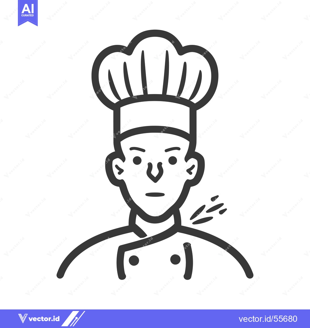 Premium Vector dari Line Drawing of a Chef with a Neck Injury