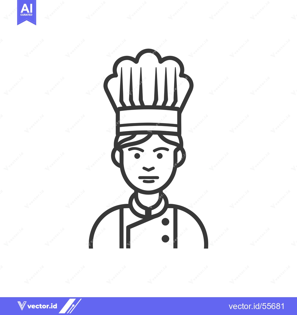 Premium Vector dari Line drawing of a chef with a toque