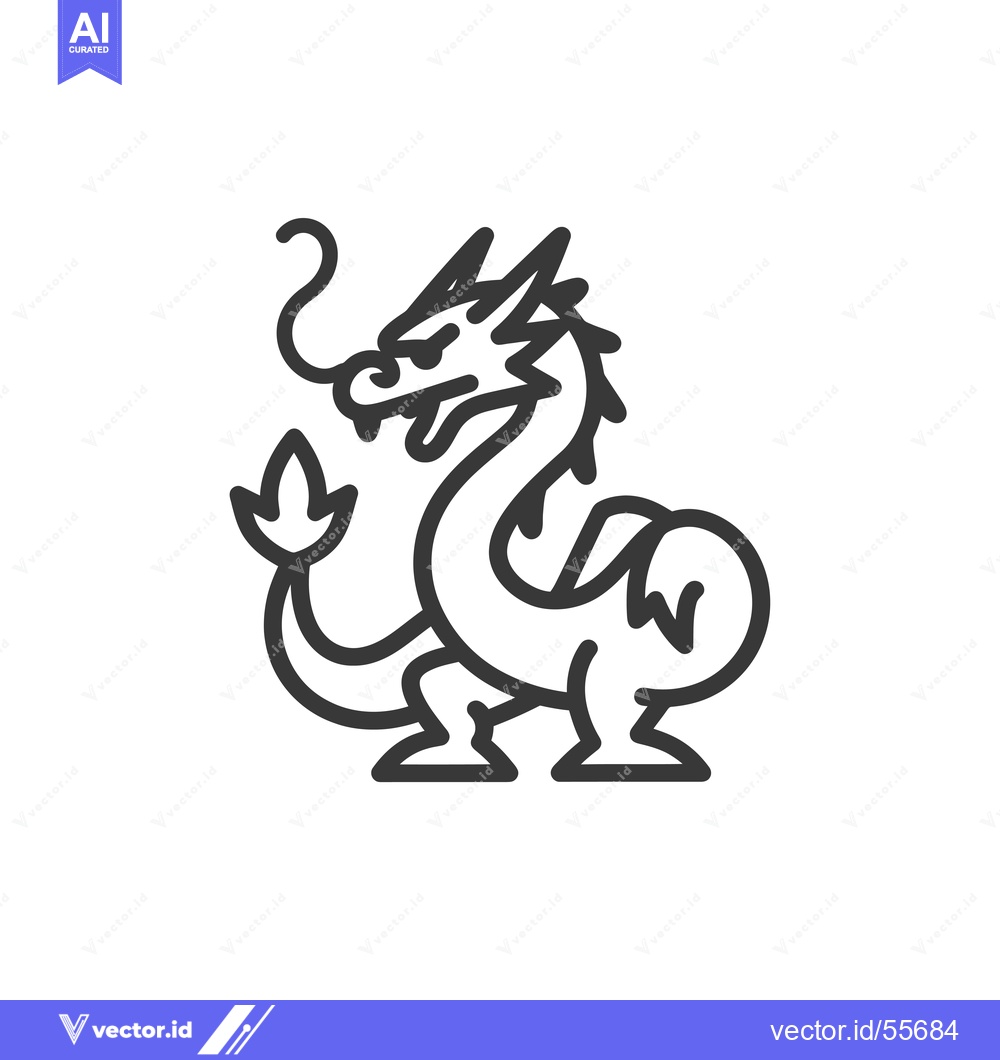 Premium Vector of Line Drawing of a Chinese Dragon