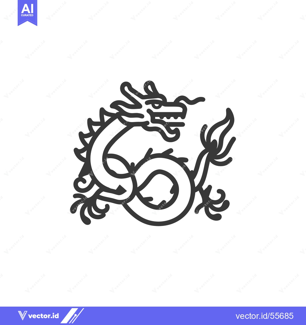 Premium Vector dari Line Drawing of a Chinese Dragon with Flames