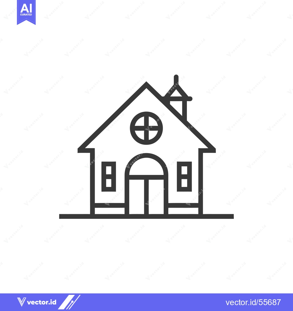 Premium Vector dari Line Drawing of a Church Building with a Steeple