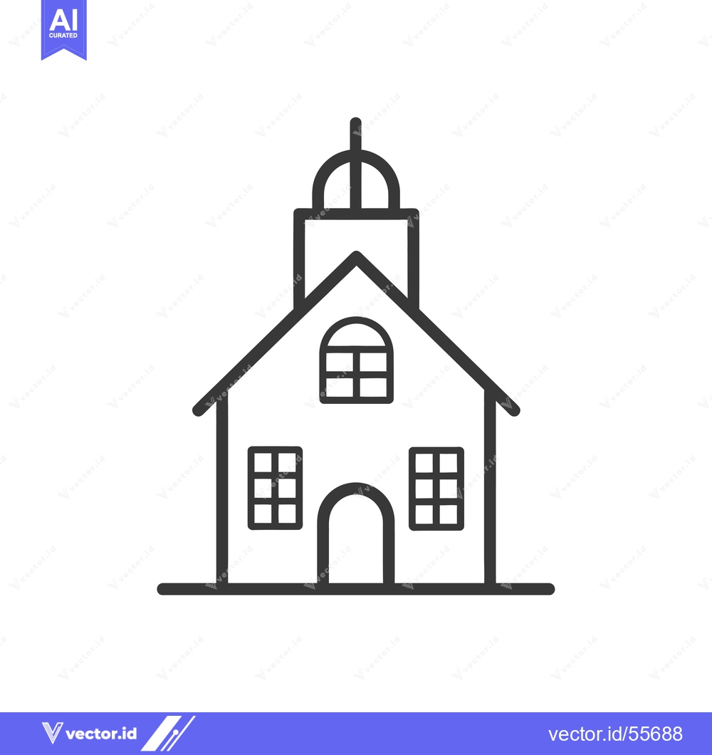 Premium Vector dari Line drawing of a church with a steeple and windows