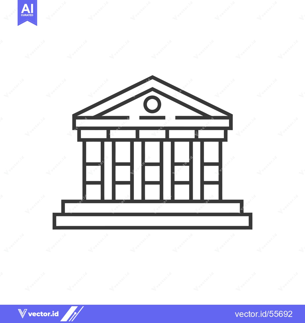 Premium Vector dari Line Drawing of a Classical Building with Columns and a Pediment