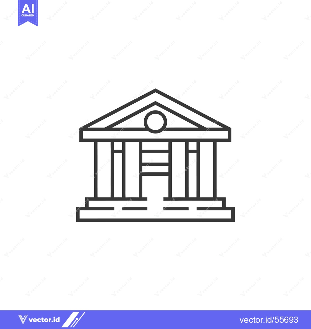Premium Vector dari Line Drawing of a Classical Building with Columns and a Round Window
