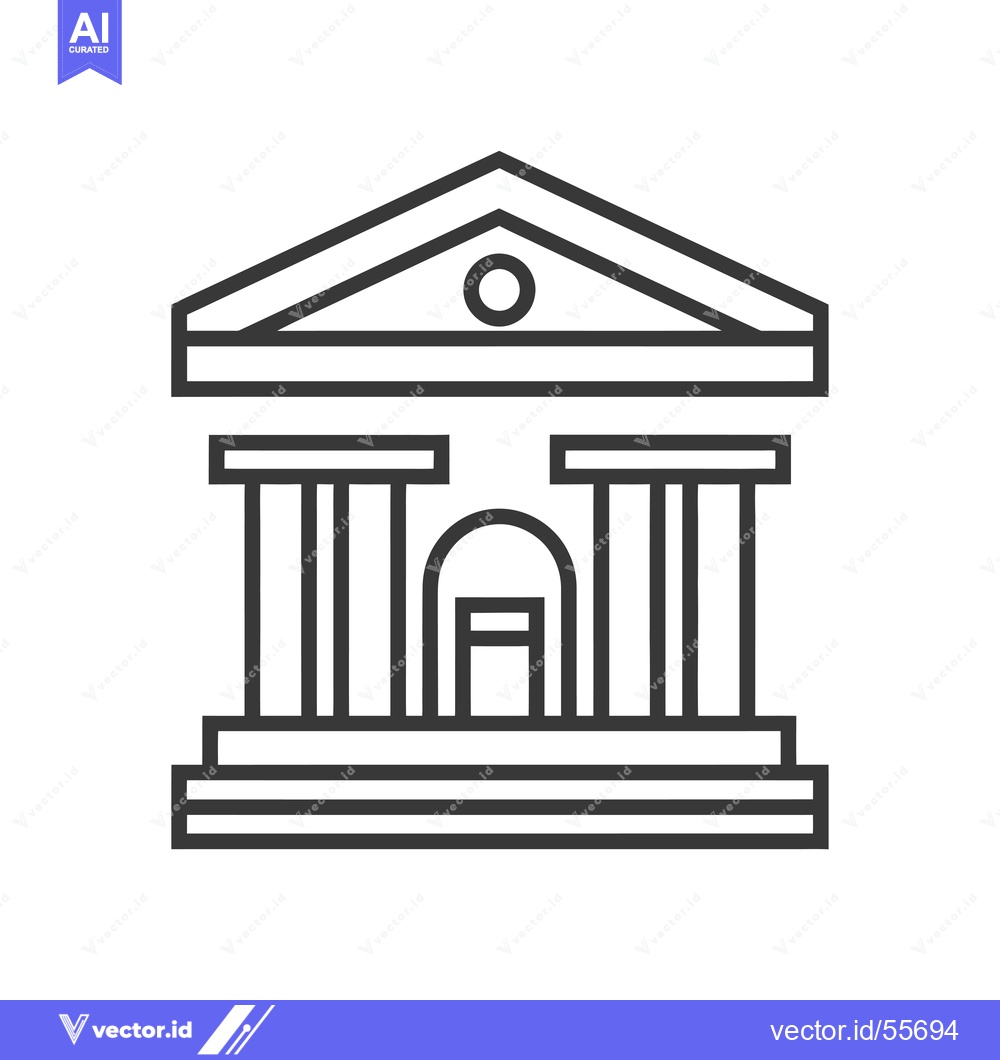 Premium Vector dari Line Drawing of a Classical Building with Pillars and a Rounded Entran
