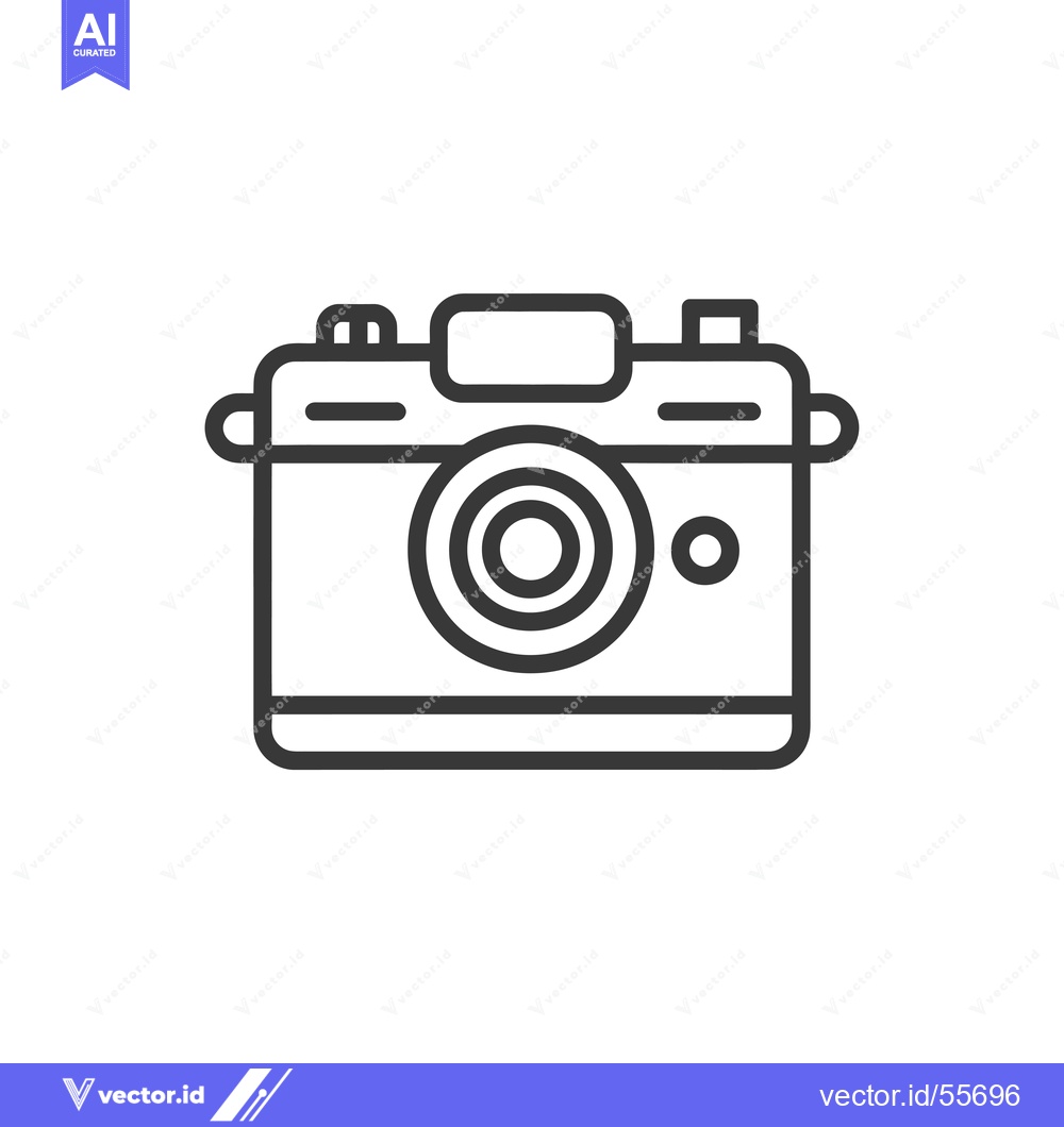 Premium Vector dari Line Drawing of a Classic Camera with a Lens