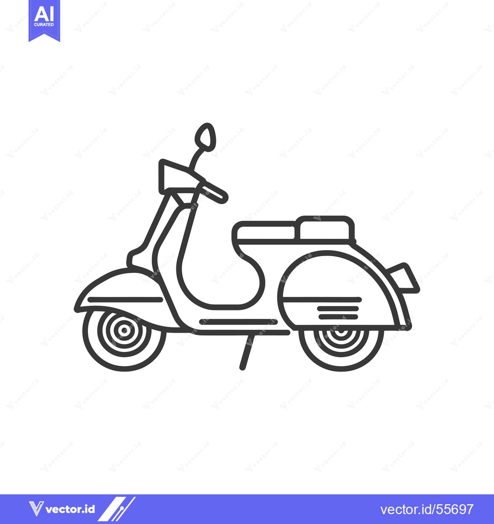 Premium Vector dari Line Drawing of a Classic Italian Scooter