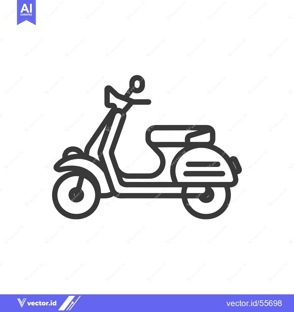 Premium Vector of Line Drawing of a Classic Italian Scooter