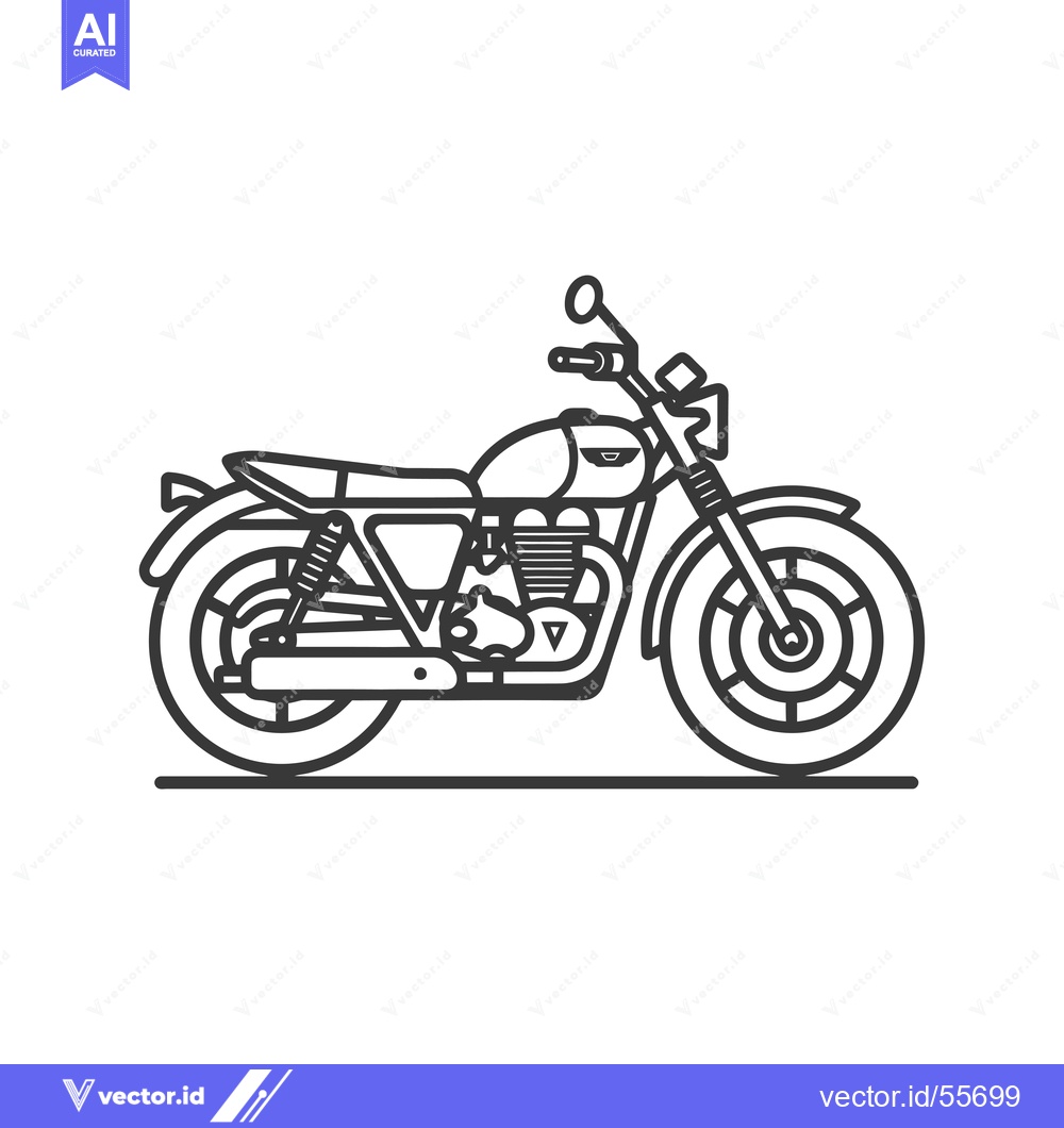 Premium Vector dari Line Drawing of a Classic Motorcycle