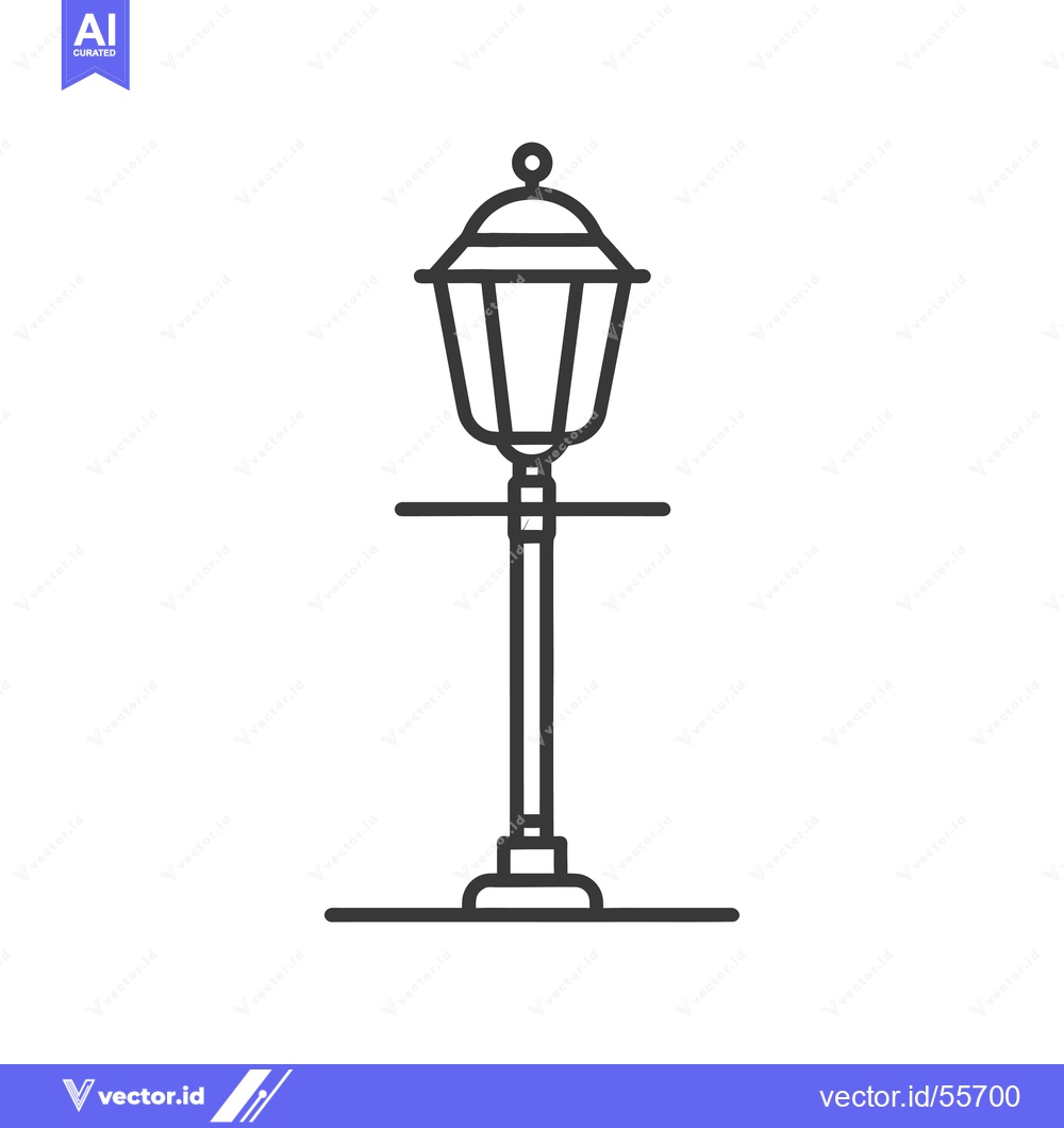 Premium Vector of Line drawing of a classic street lamp with a round top and decorative