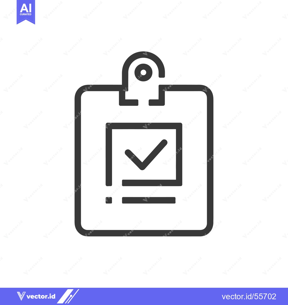 Premium Vector dari Line drawing of a clipboard with a checkmark inside a square