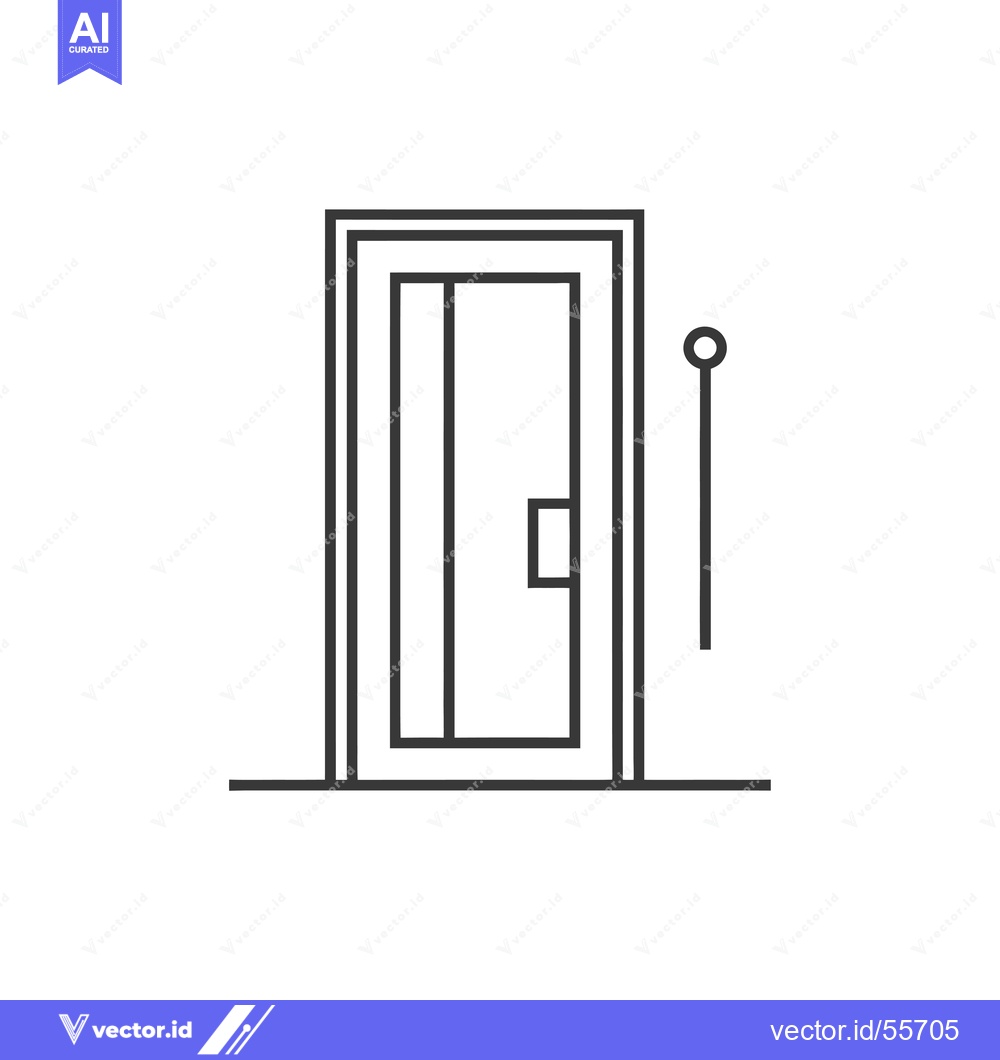 Premium Vector of Line Drawing of a Closed Door with a Door Handle and a Doorbell