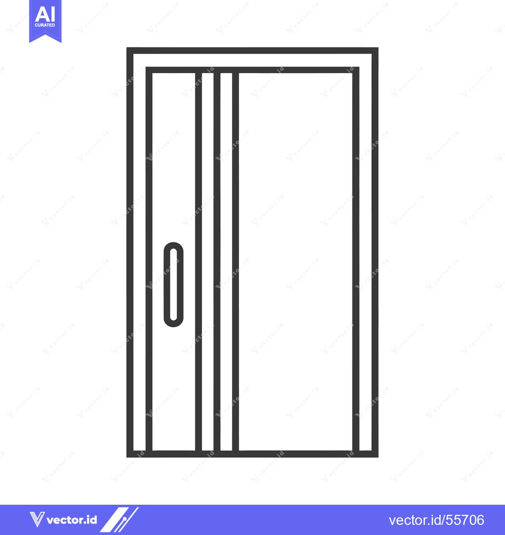Premium Vector of Line drawing of a closed double door with a handle