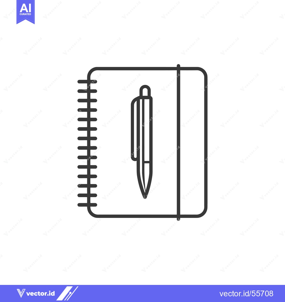 Premium Vector dari Line Drawing of a Closed Notebook with a Pen Inside
