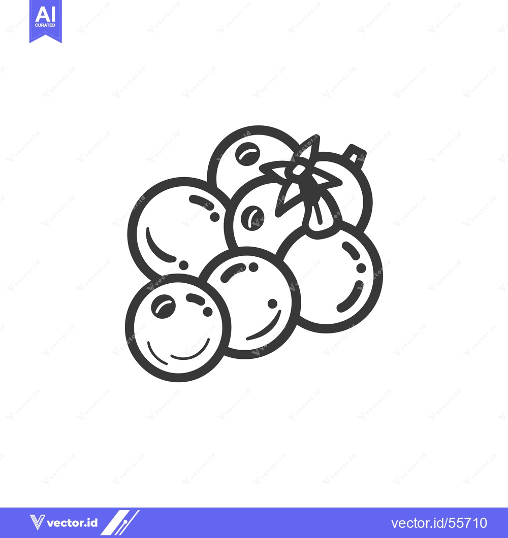 Premium Vector dari Line Drawing of a Cluster of Blueberries