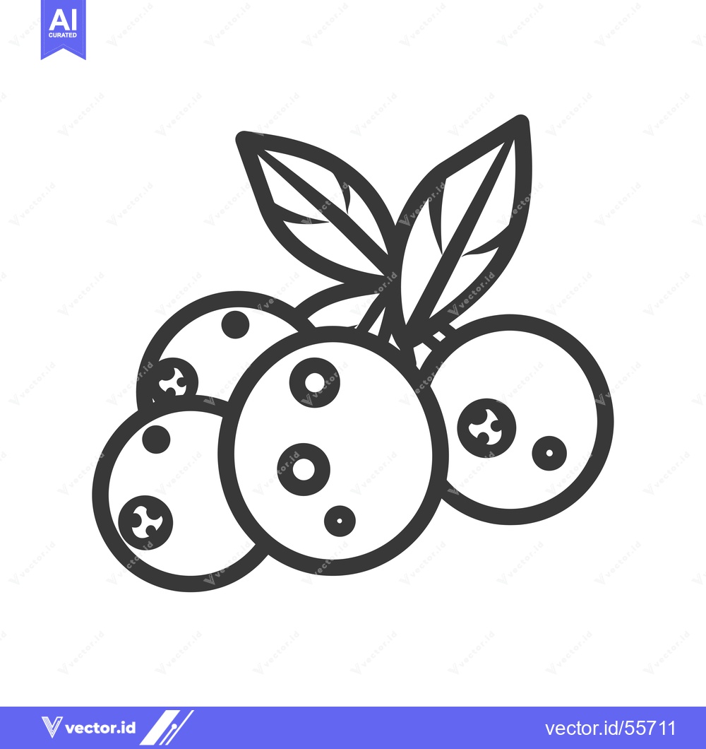 Premium Vector dari Line Drawing of a Cluster of Blueberries with Leaves