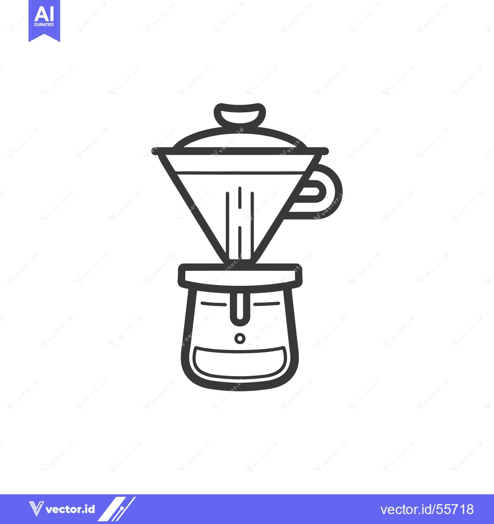 Premium Vector of Line Drawing of a Coffee Dripper with a Carafe
