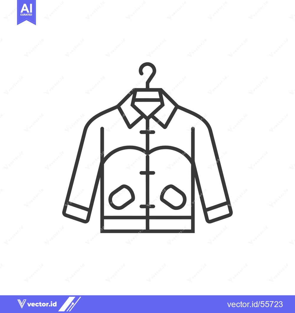 Premium Vector of Line Drawing of a Collared Jacket on a Hanger
