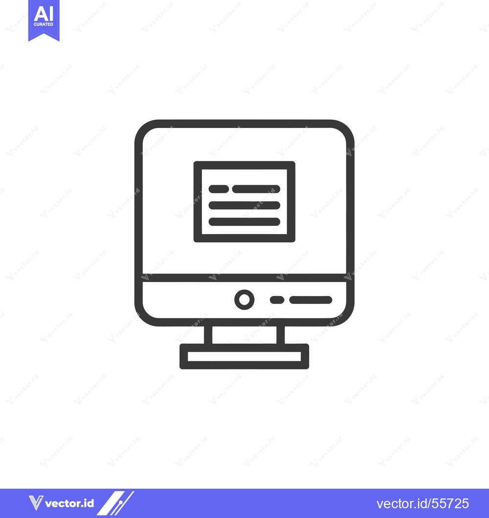 Premium Vector of Line Drawing of a Computer Monitor with a Text Document Open