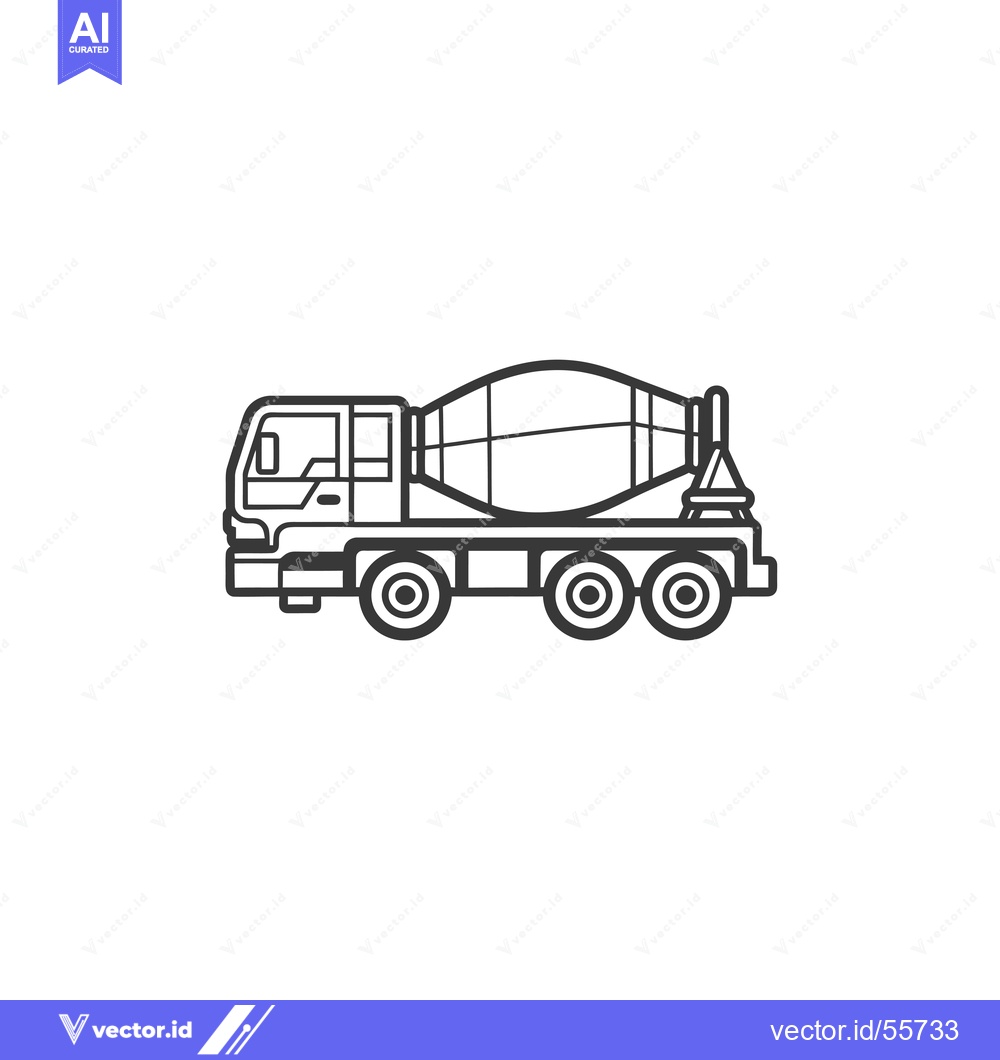 Premium Vector dari Line drawing of a concrete mixer truck