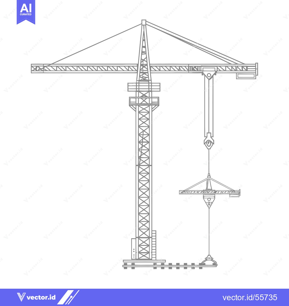 Premium Vector dari Line Drawing of a Construction Crane