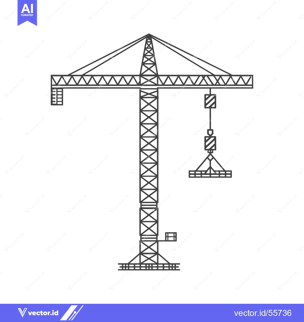 Premium Vector dari Line Drawing of a Construction Crane with a Hook