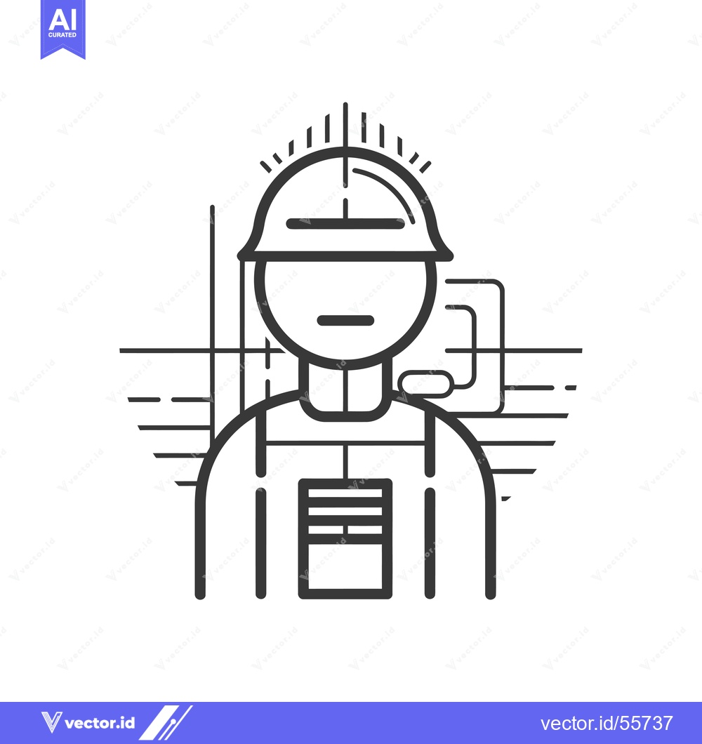 Premium Vector dari Line drawing of a construction worker wearing a hard hat