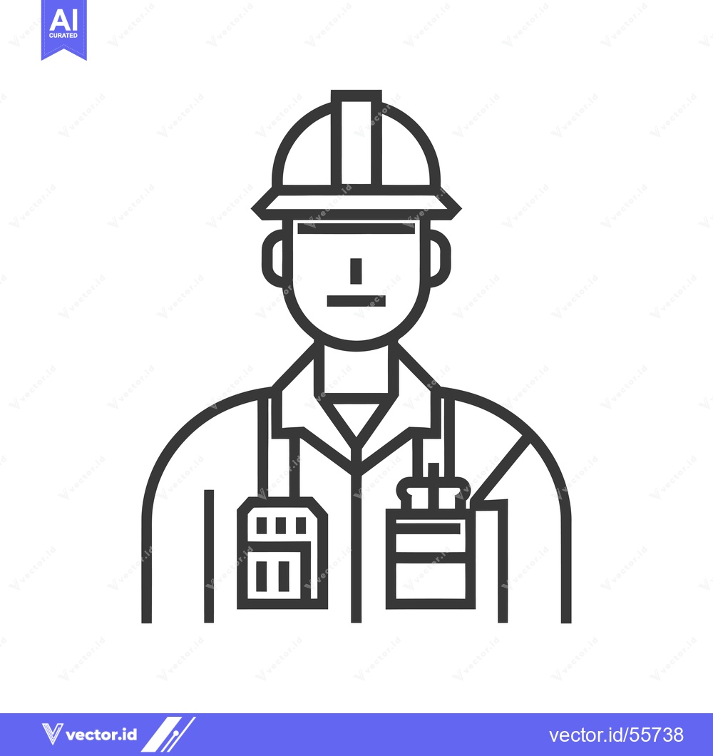 Premium Vector dari Line Drawing of a Construction Worker Wearing a Hard Hat