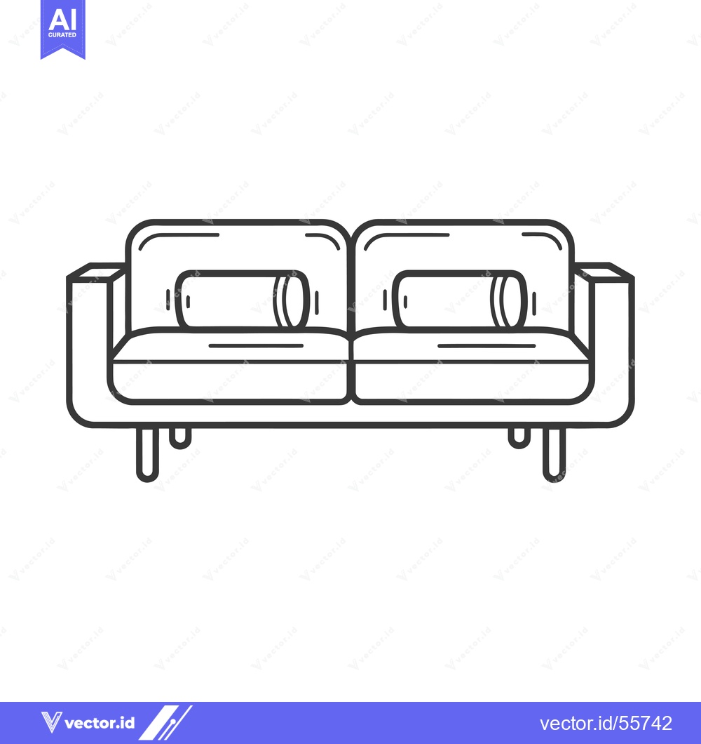 Premium Vector dari Line Drawing of a Couch with Two Pillows