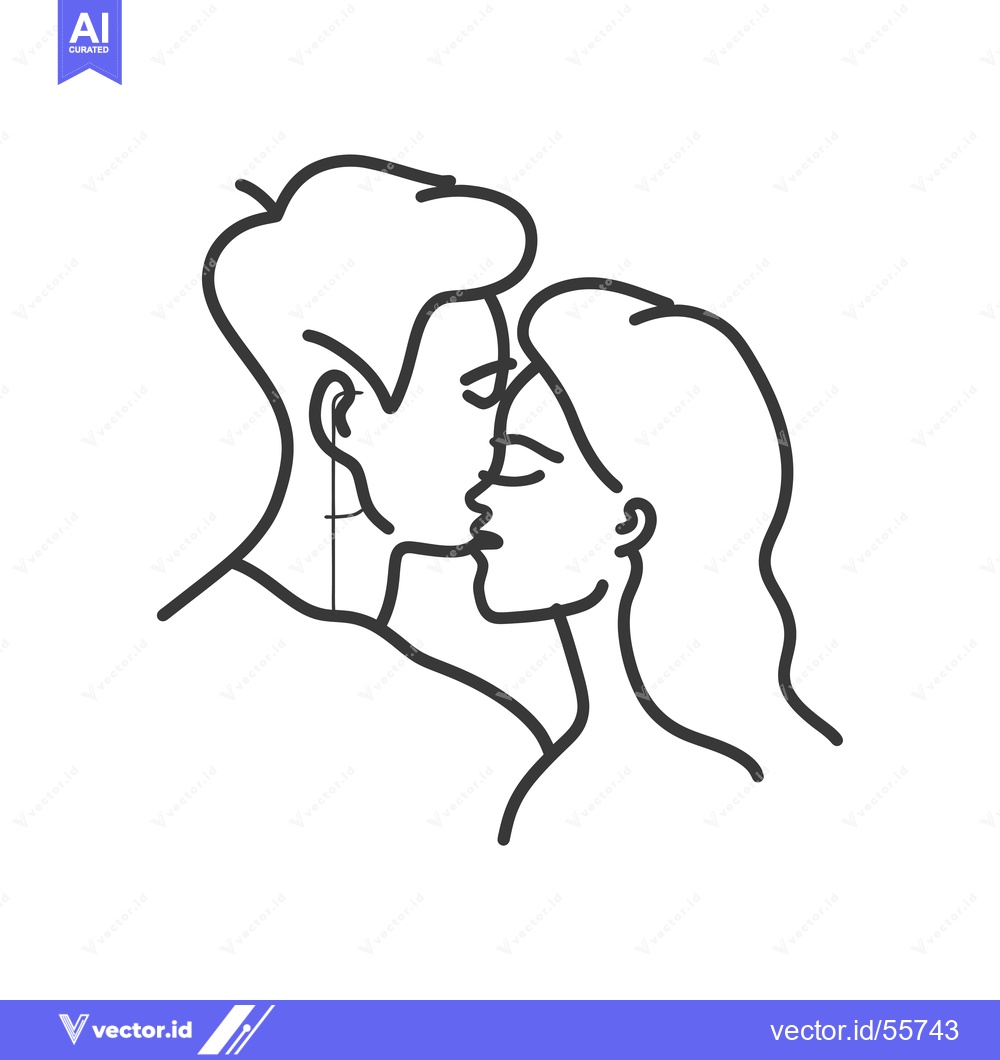 Premium Vector of Line Drawing of a Couple Kissing