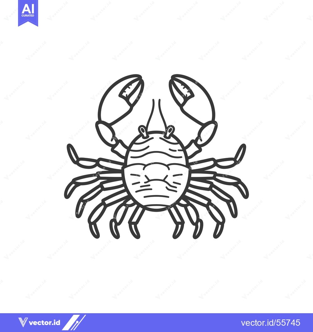 Premium Vector dari Line Drawing of a Crab with Eight Legs and Two Claws