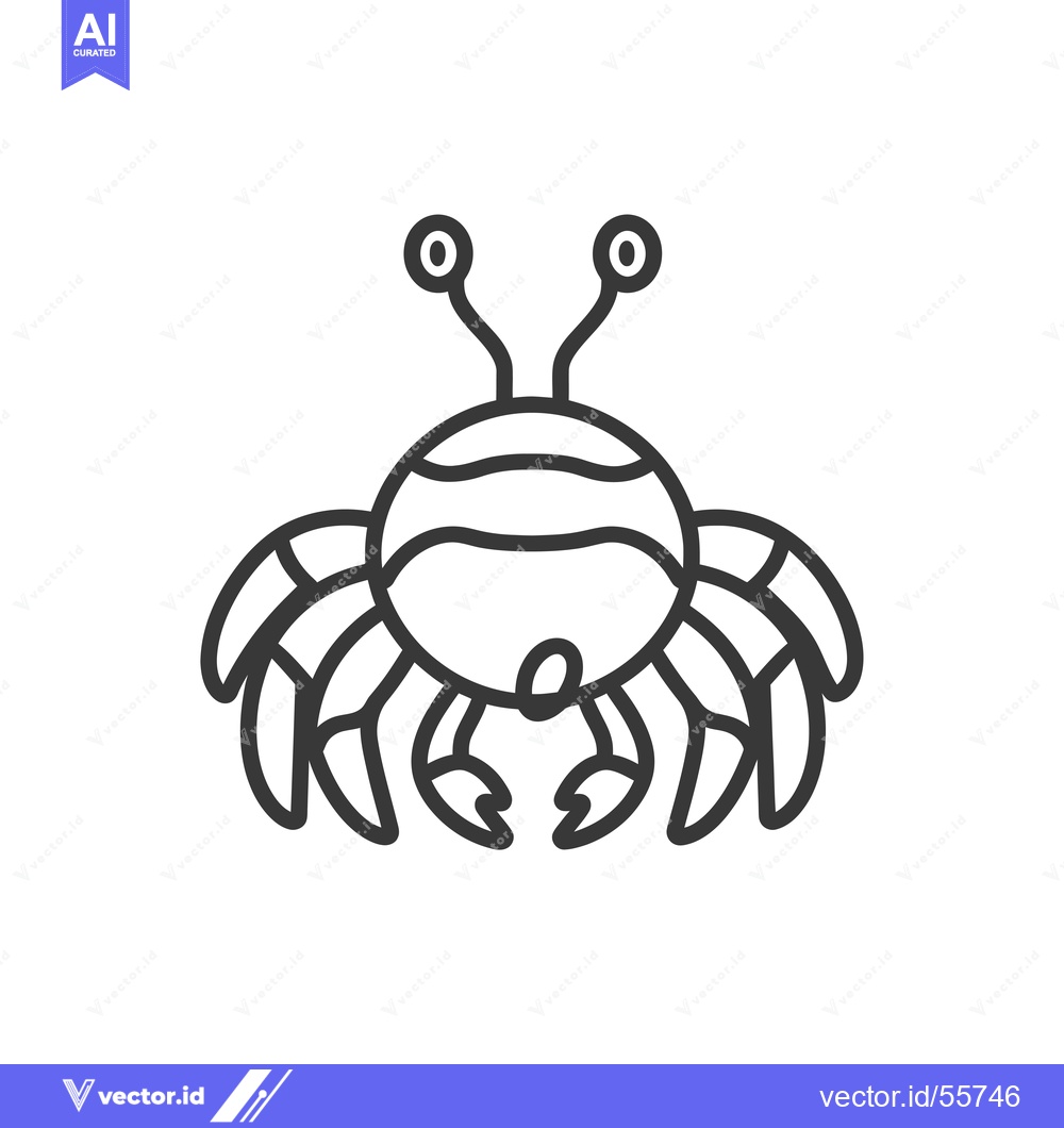 Premium Vector of Line drawing of a crab with large eyes and small claws