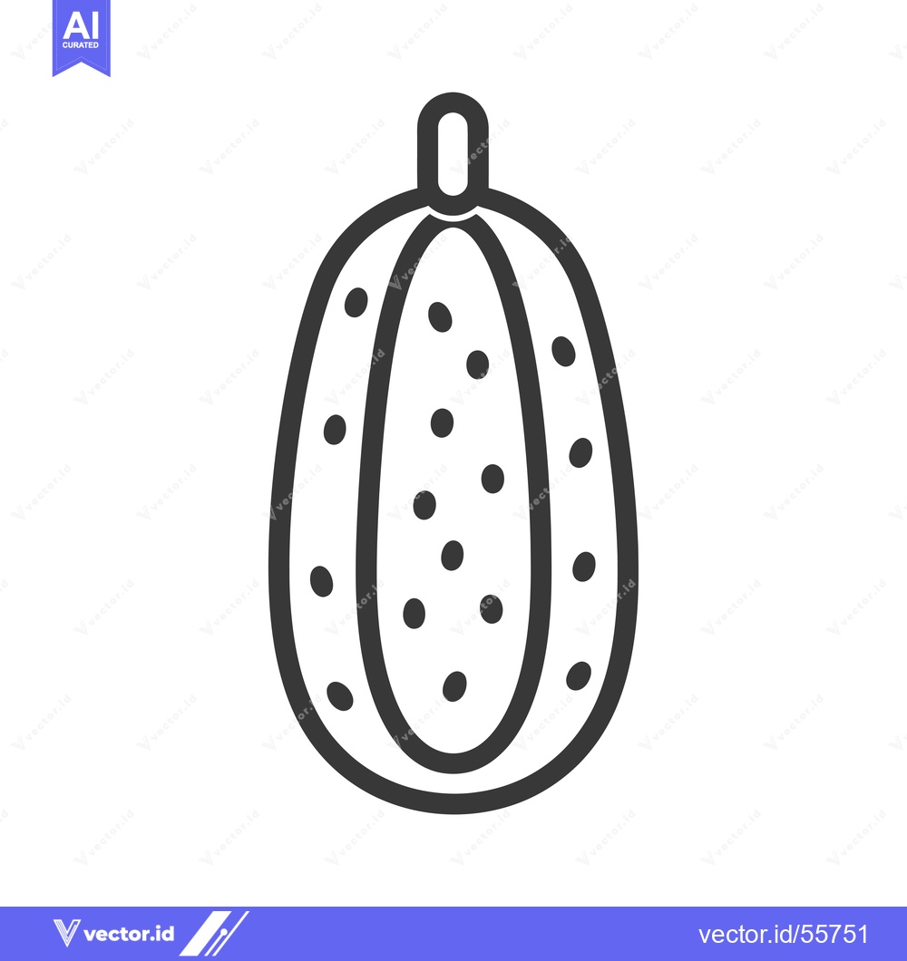 Premium Vector dari Line drawing of a cucumber with a stem