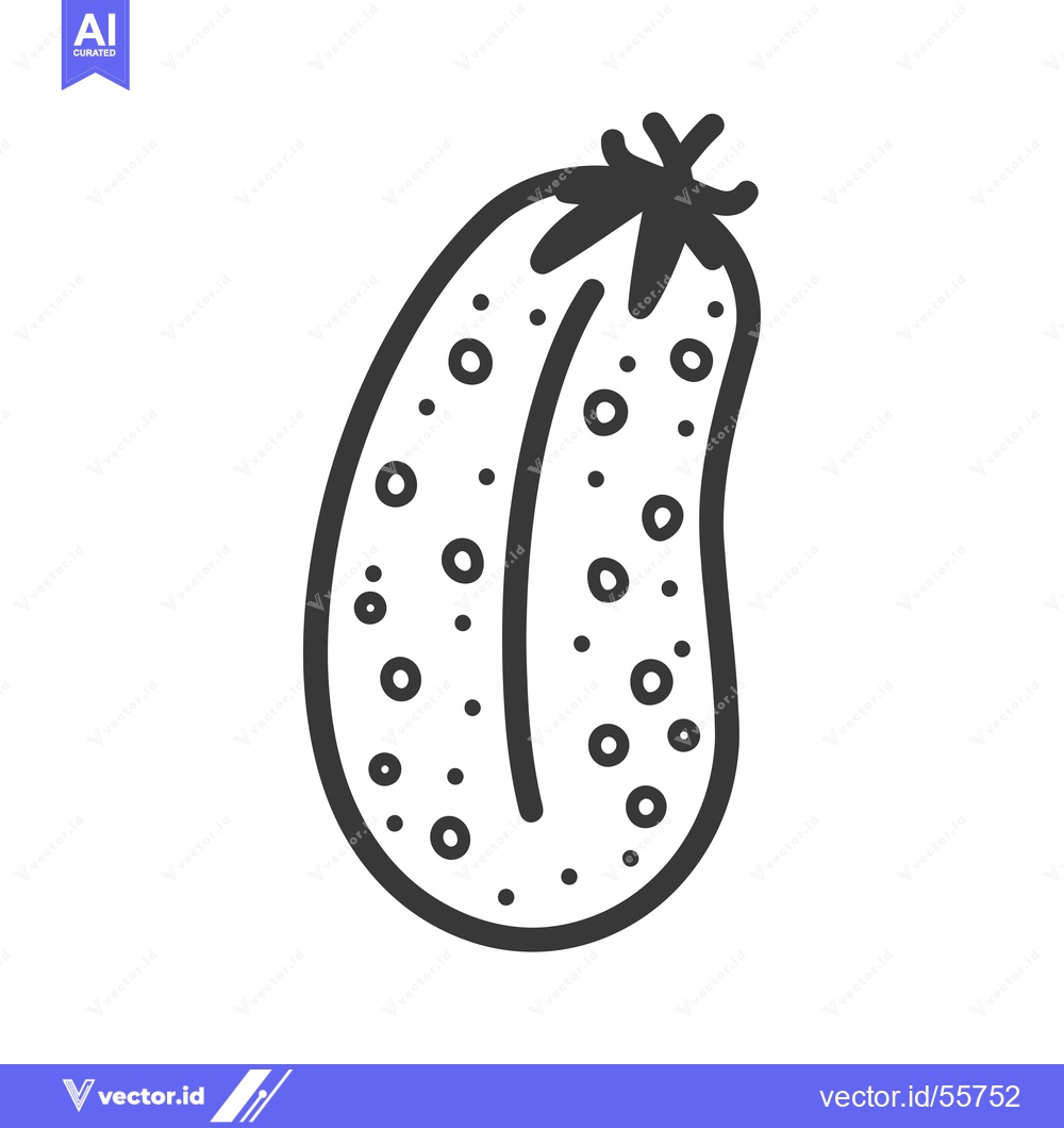 Premium Vector dari Line drawing of a cucumber with a stem