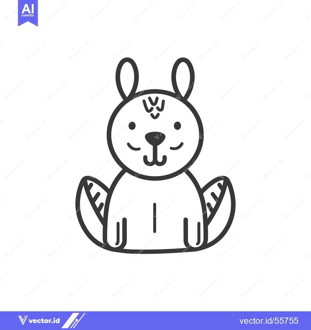 Premium Vector dari Line drawing of a cute cartoon bunny rabbit