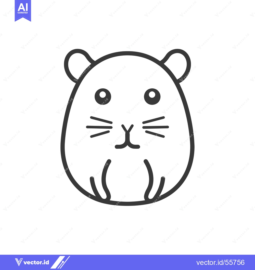 Premium Vector dari Line Drawing of a Cute Cartoon Hamster