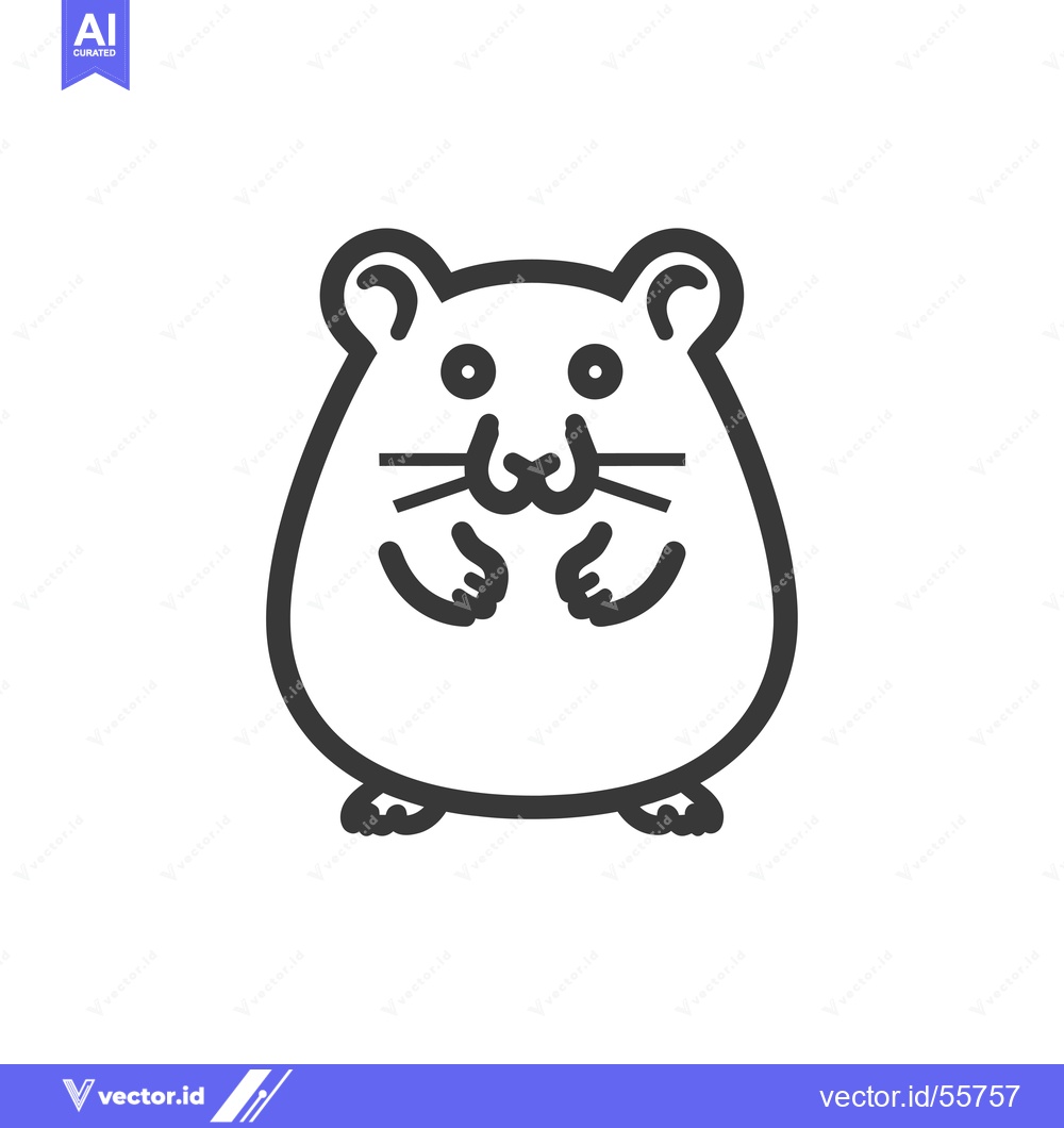 Premium Vector of Line Drawing of a Cute Cartoon Hamster