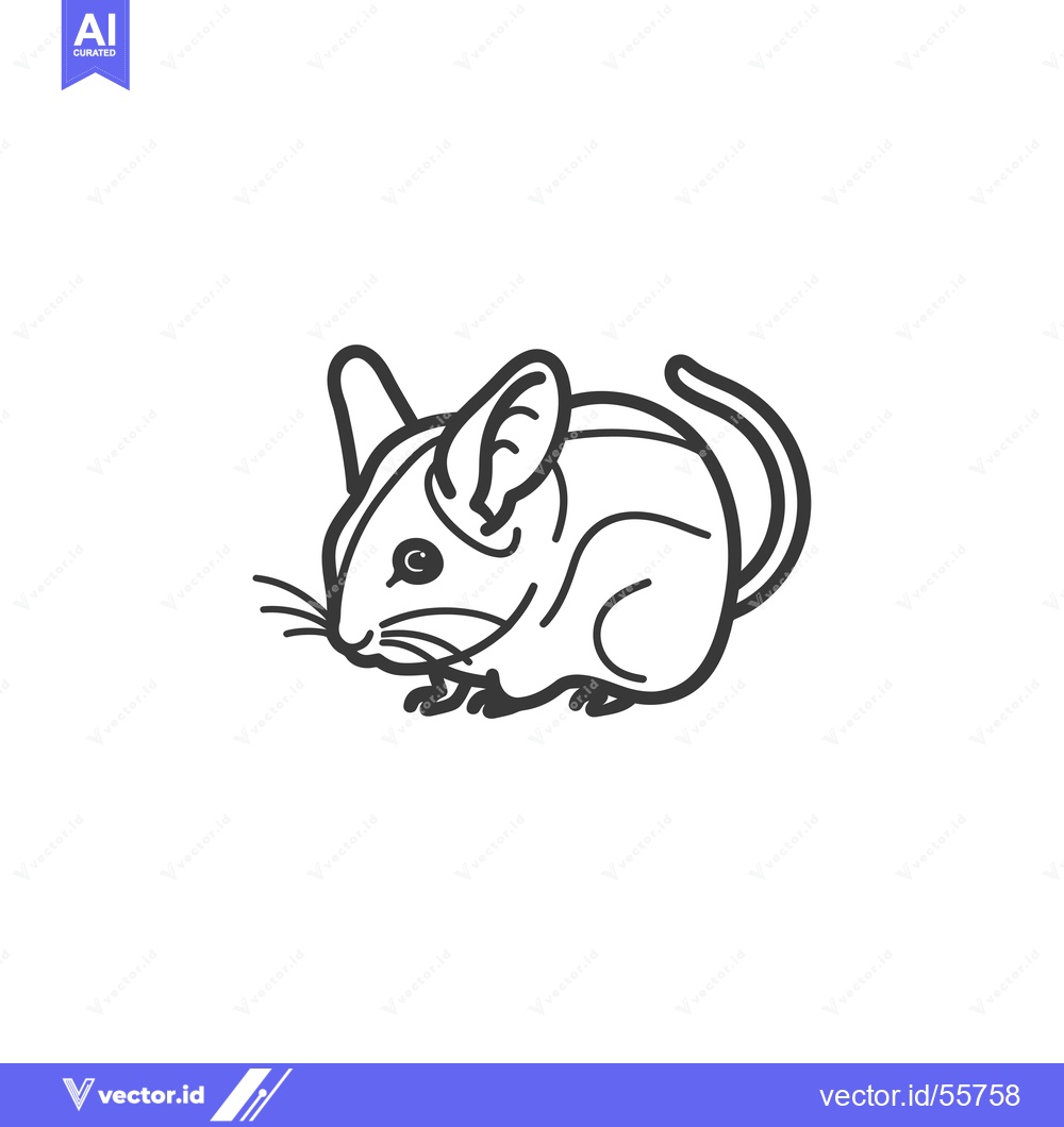 Premium Vector dari Line drawing of a cute cartoon mouse with large ears